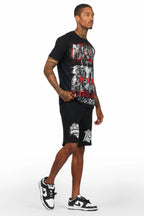 Racing Grung Black Graphic T-Shirt Short Set