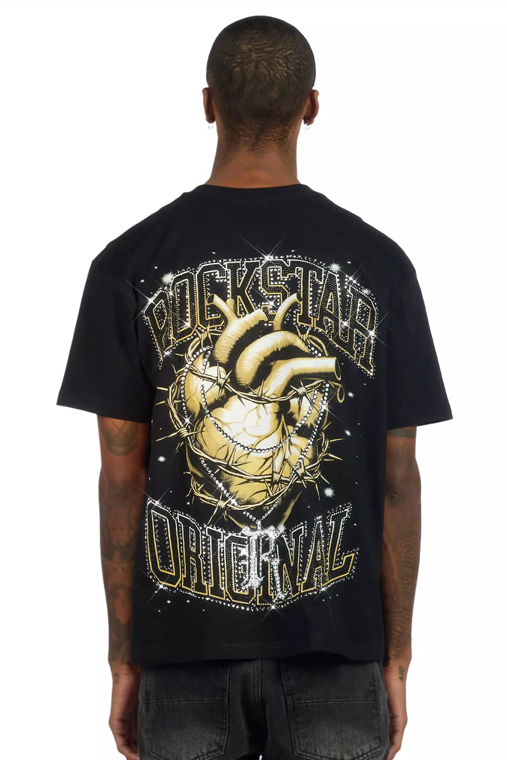 Krock Black Graphic Rhinestone T-Shirt