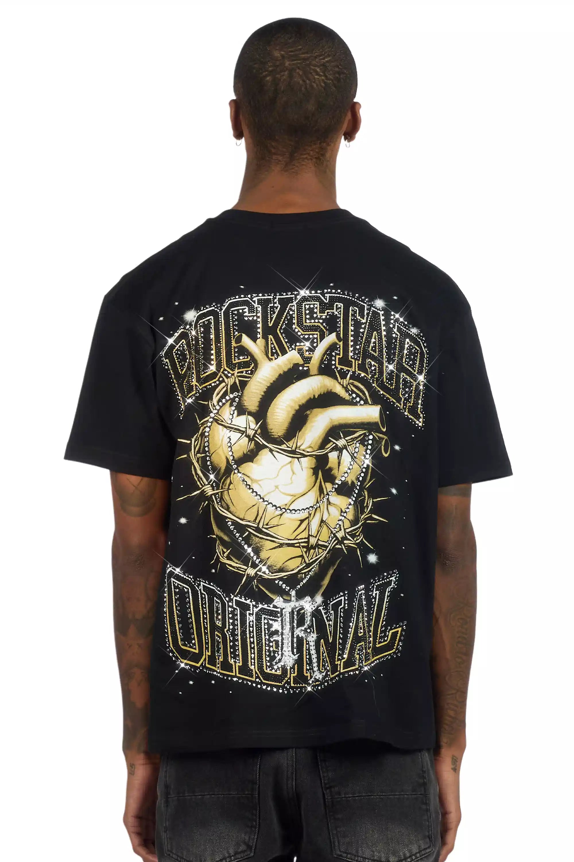 Krock Black Graphic Rhinestone T-Shirt