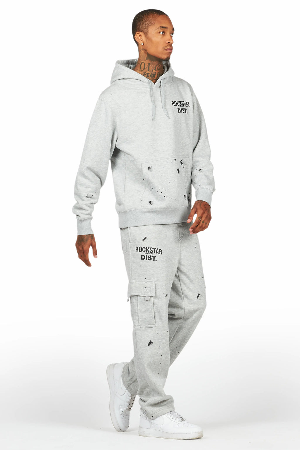 Raffer Heather Grey Hoodie/Cargo Sweat Pant Set