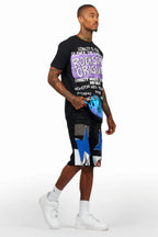 Beno Black T-Shirt/Denim Short Set