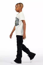 Boys Vasco Jet Black Stacked Flare Jean