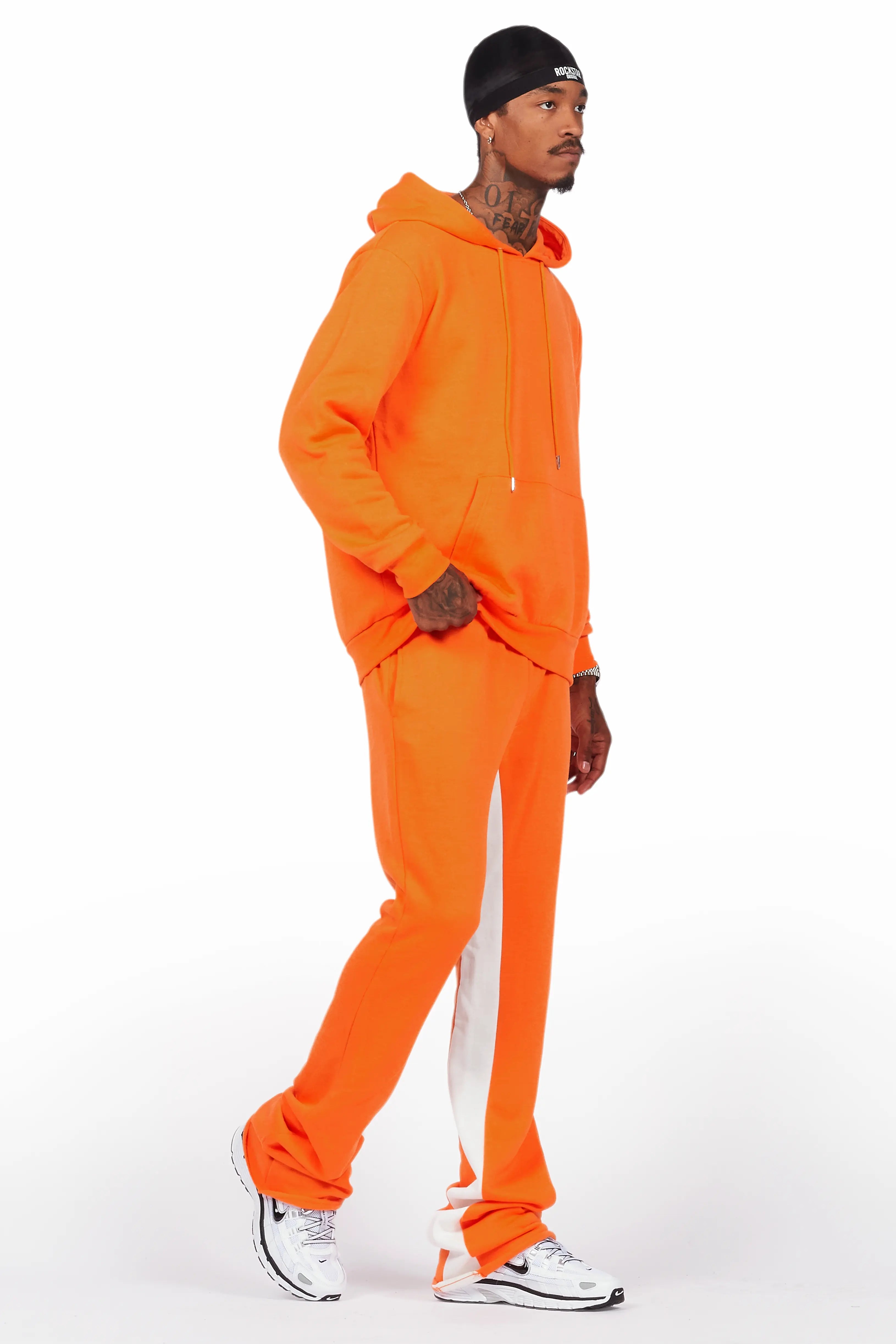 Basic Orange Hoodie/Baggy Track Pant Set