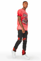 Wilder Black/Orange Painter Biker Jean