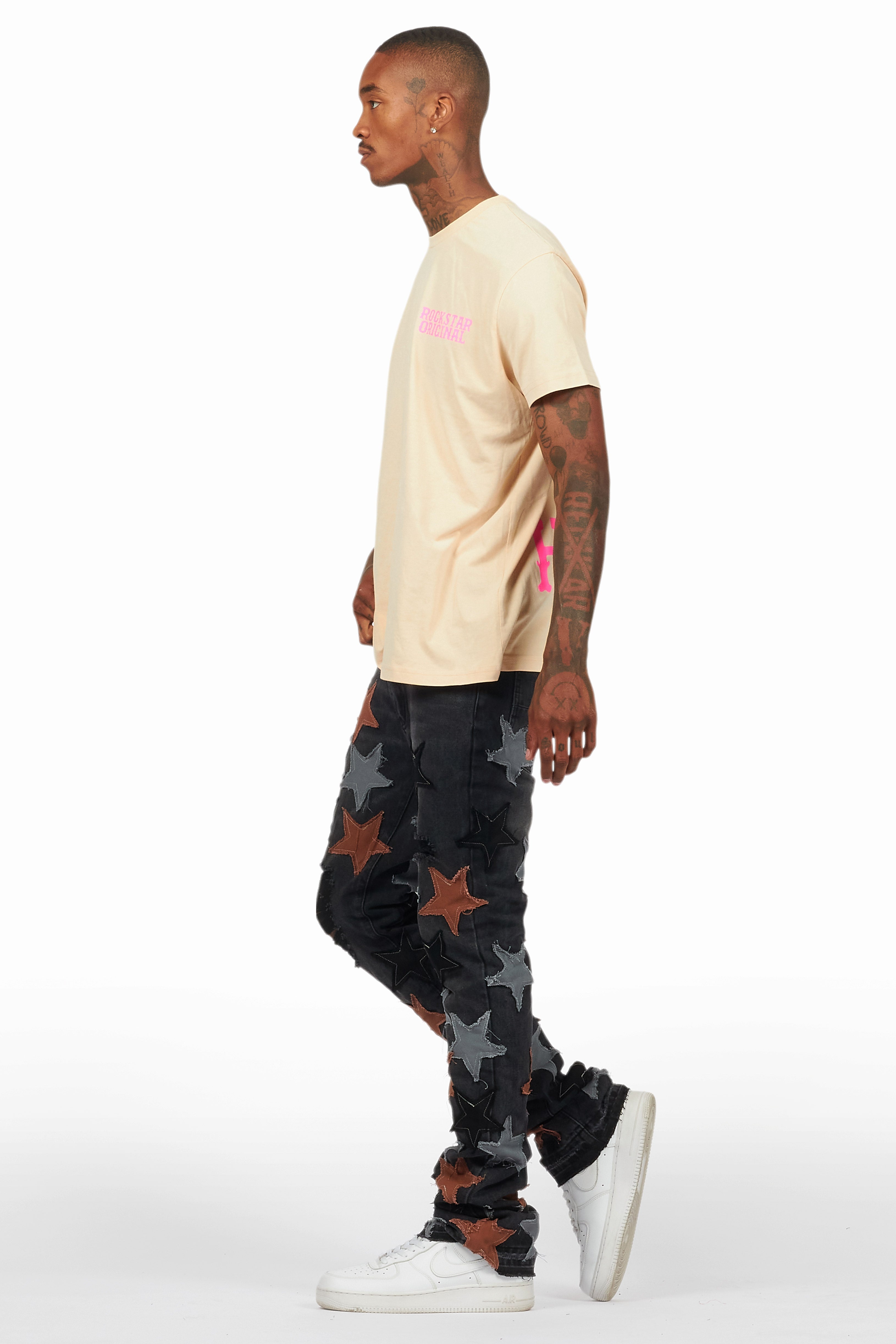 Posse Vintage Sand/Neon Pink Graphic T-Shirt