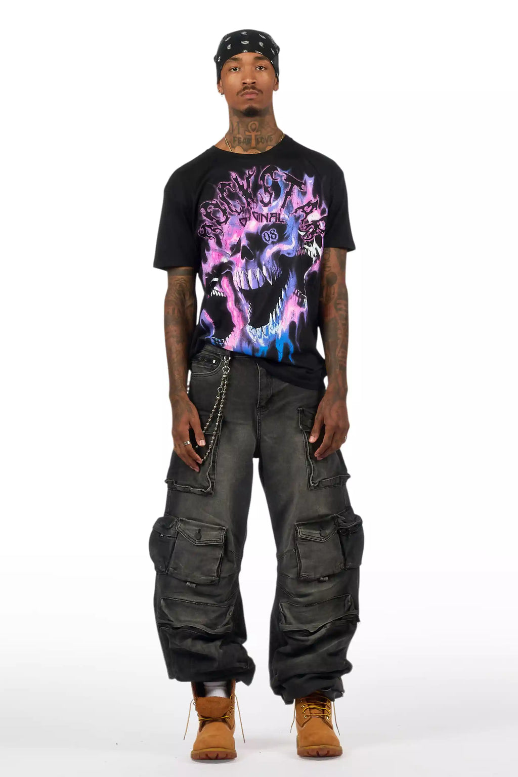 Lucen Black/Purple Oversized Graphic T-Shirt