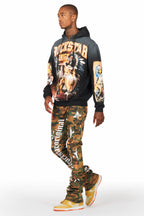 Ferris Black Graphic Distressed Hoodie