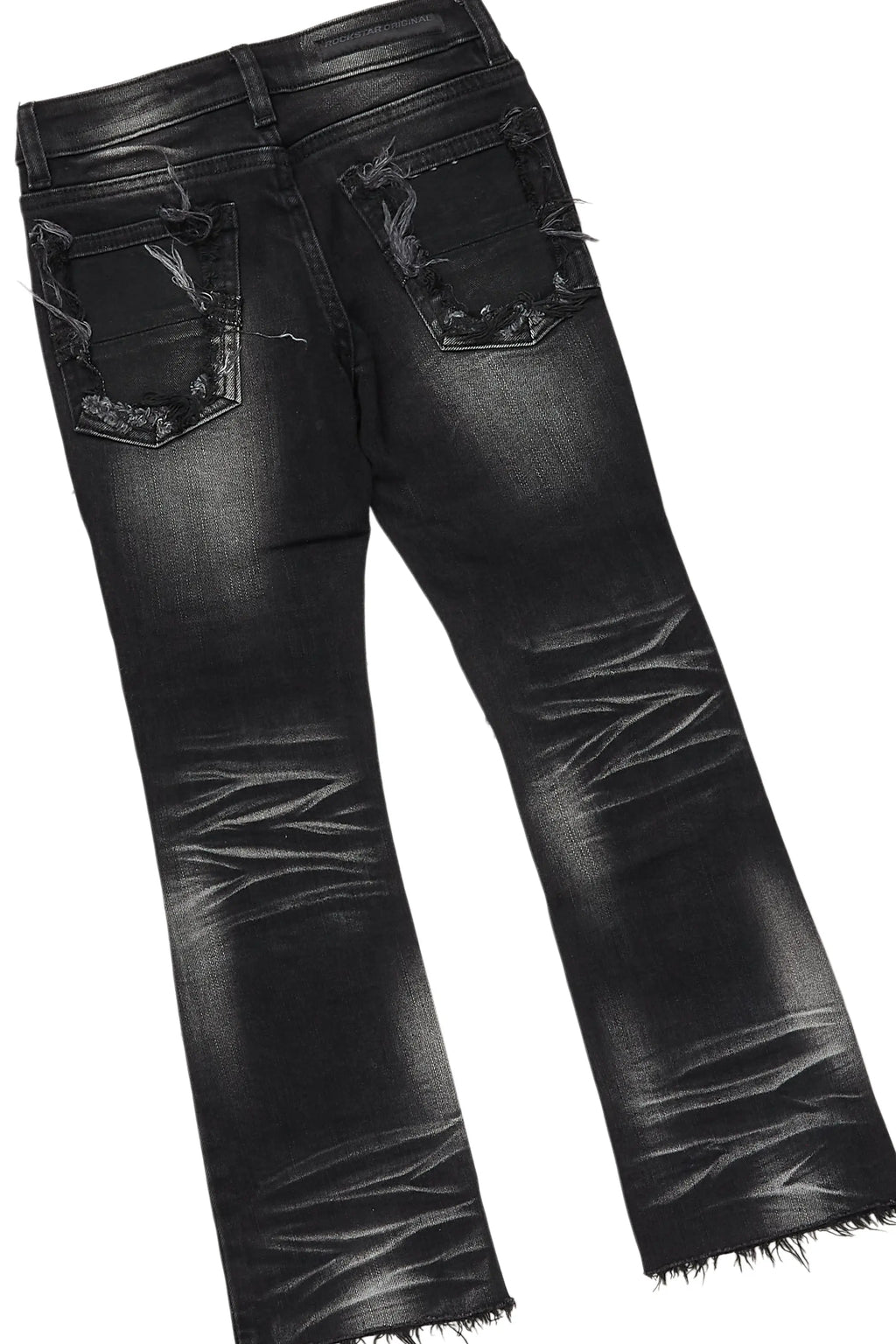 Girls Kammy Vintage Black Hoodie/Stacked Flare Jean Set