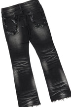 Girls Kammy Vintage Black Hoodie/Stacked Flare Jean Set