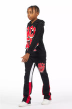 Boys Warblen Black/Red Stacked Flare Track Set
