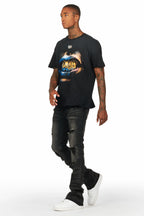 Jabbar Black Graphic Oversized T-Shirt