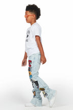 Boys Espen Blue Stacked Flare Jean