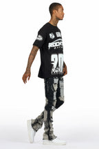Amos Black T-Shirt/Stacked Flare Jean Bundle