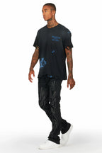 Ebbos Black Flame Patched Skinny Flare Jean