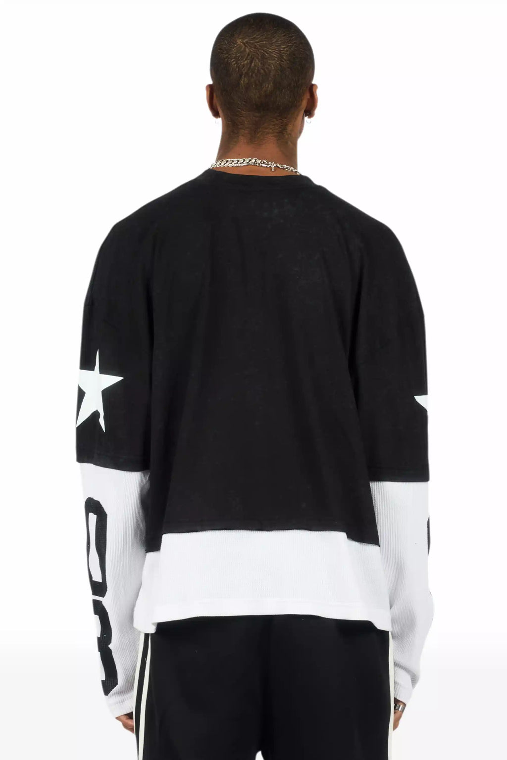 Allstar Vintage Black/White Boxy Crop Double Layer Tee