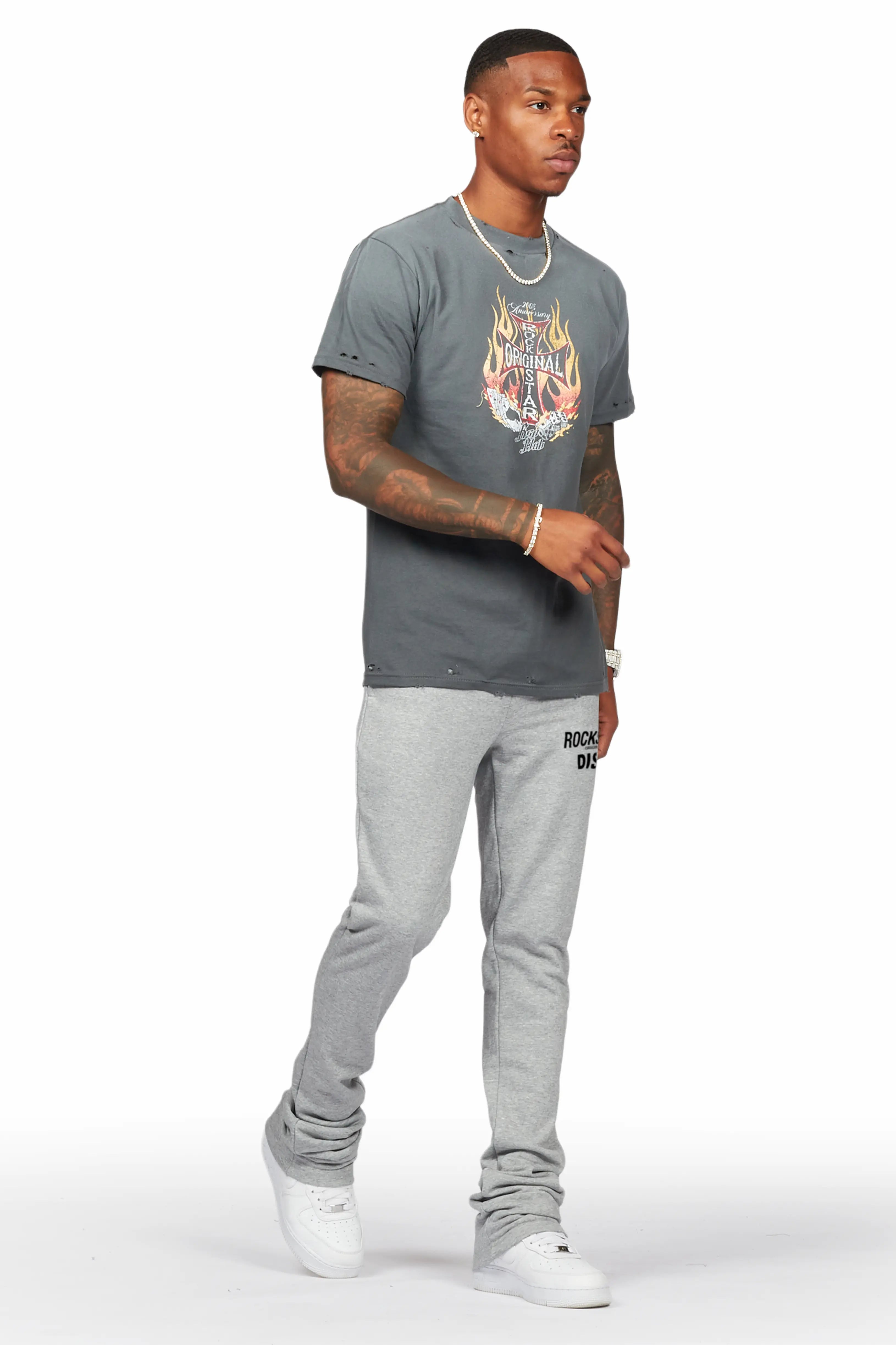 Alpine Grey Stacked Flare Pant