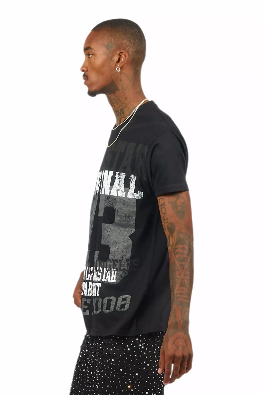 Kyvaris Black/Grey Oversized Graphic T-Shirt