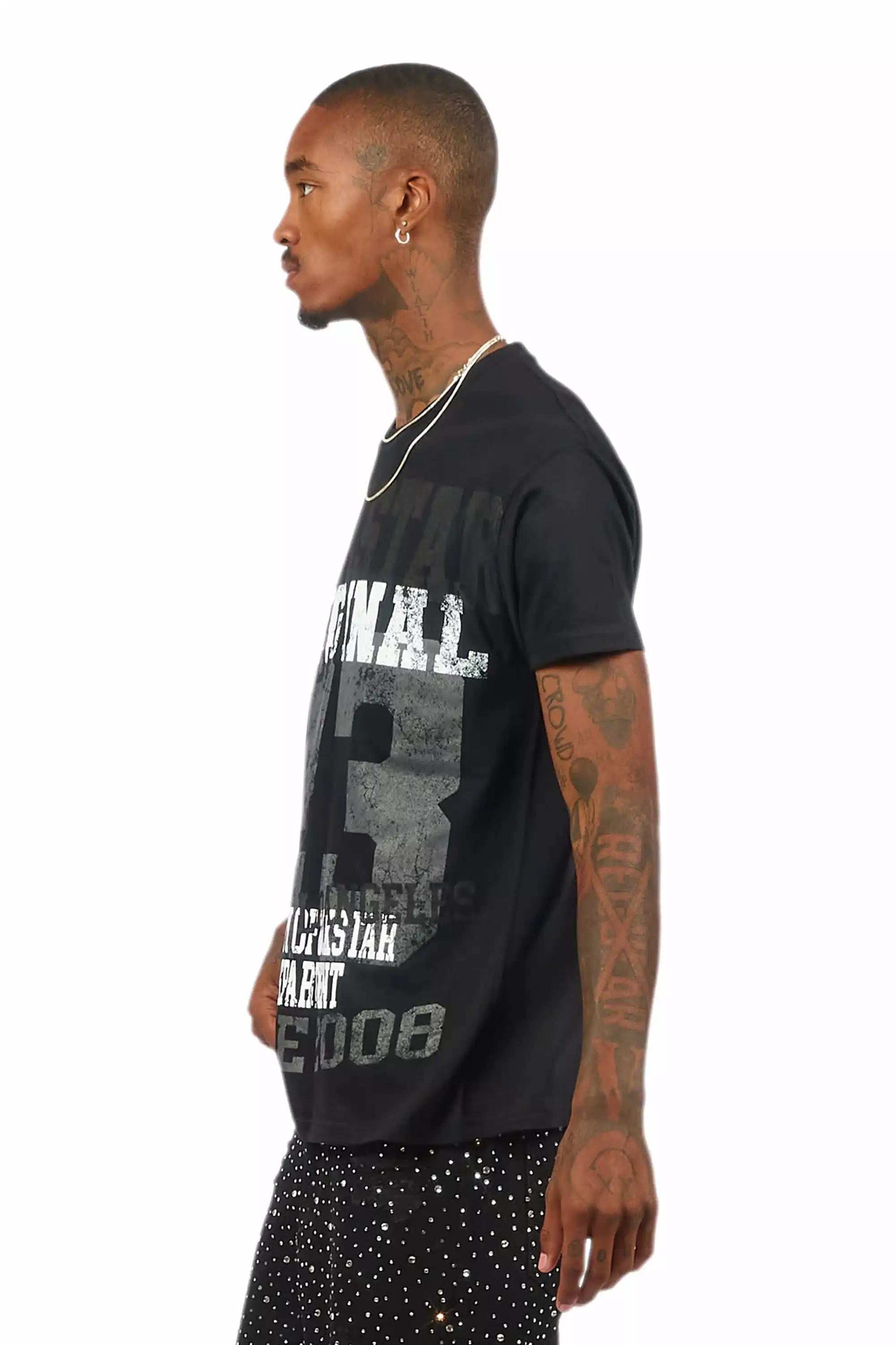 Kyvaris Black/Grey Oversized Graphic T-Shirt