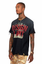 Magar Black Oversized Graphic T-Shirt