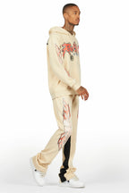 Yash Beige Hoodie Baggy Fit Pant Track Set