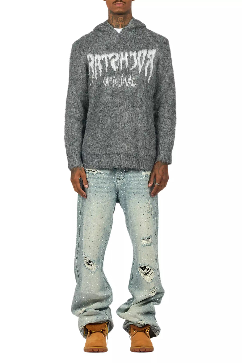 Discolite Rhinestone Light Blue Baggy Jean