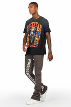 Nalo Black Graphic Oversized T-Shirt