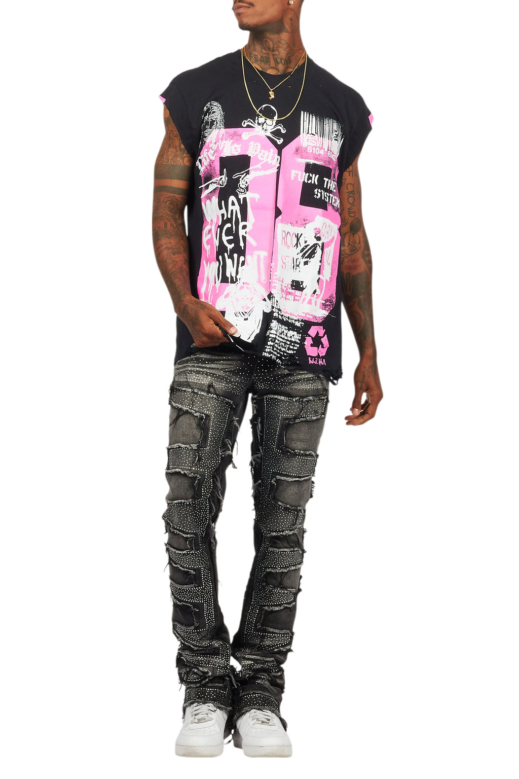 Grill Black/Pink Graphic Muscle T-Shirt