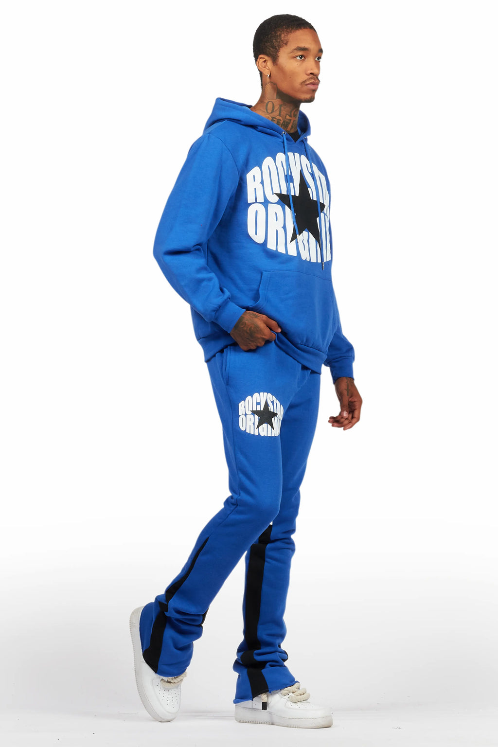 States Royal Blue Hoodie Stacked Flare Track Set