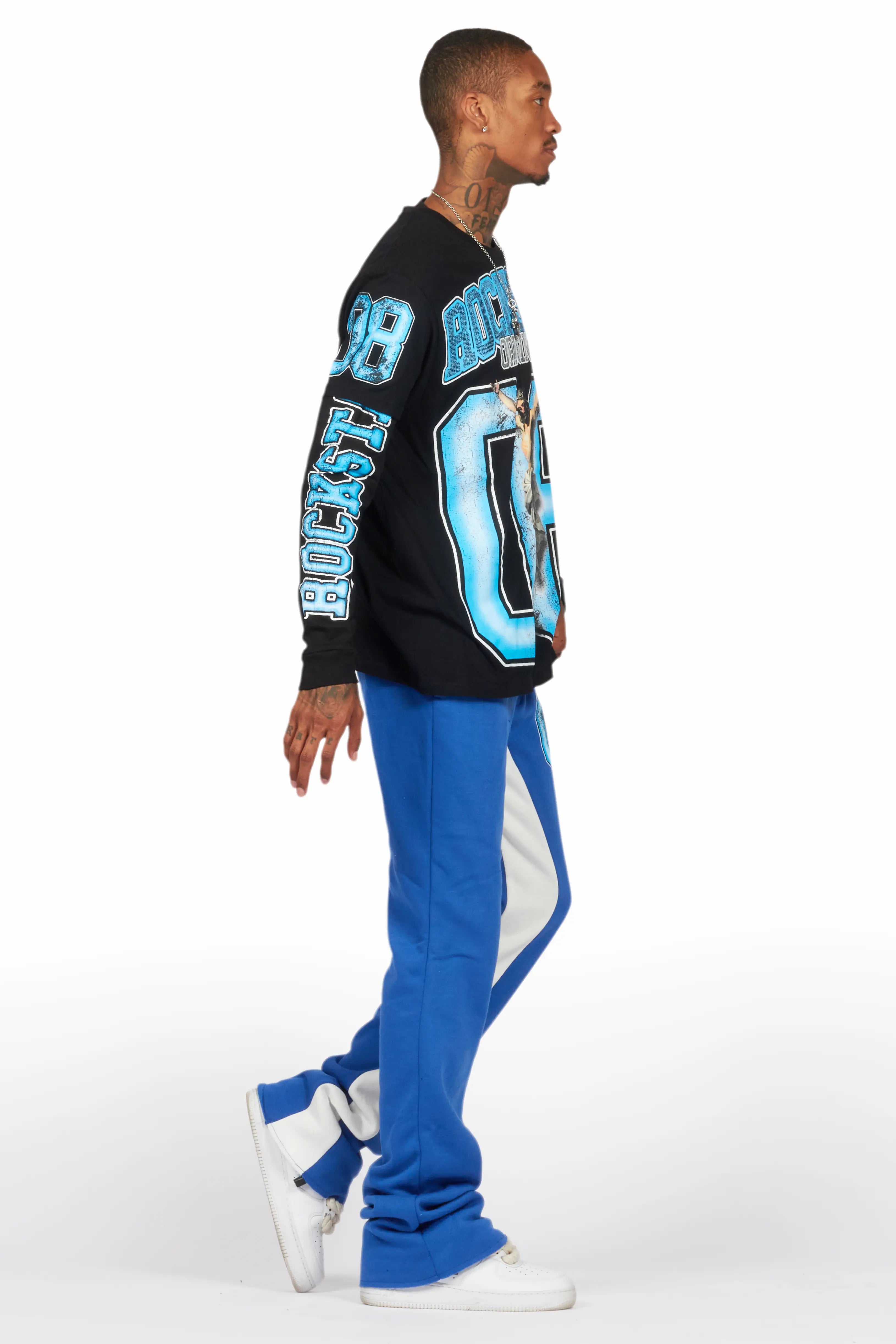 Fields Black/Royal Double Layer T-Shirt/Baggy Pant Set