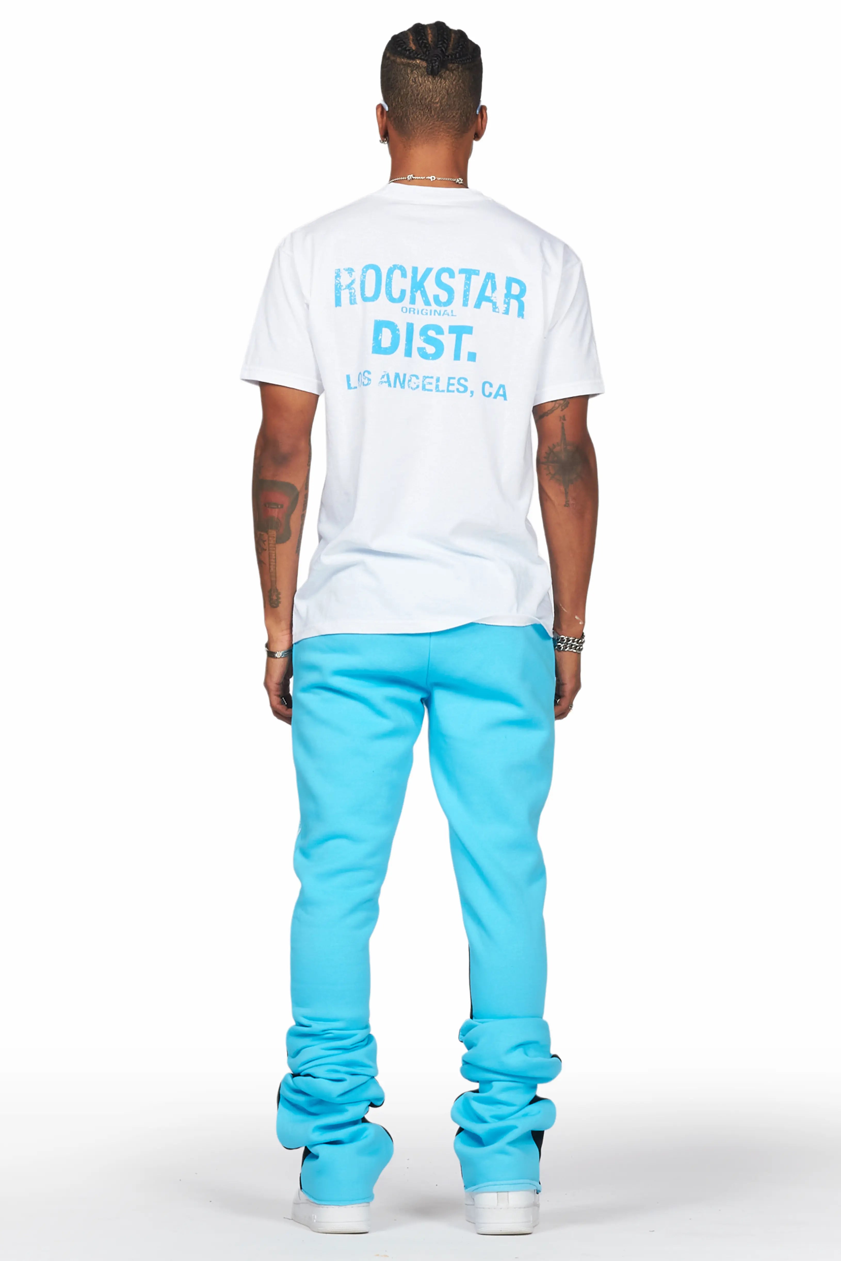 Damone Blue Super Stacked Flare Track Pant