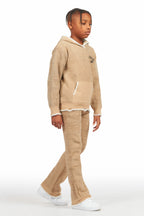 Boys Lake Mohair Beige Knit Track set