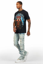 Dallan Black/Blue T-Shirt/Stacked Flare Jean Bundle