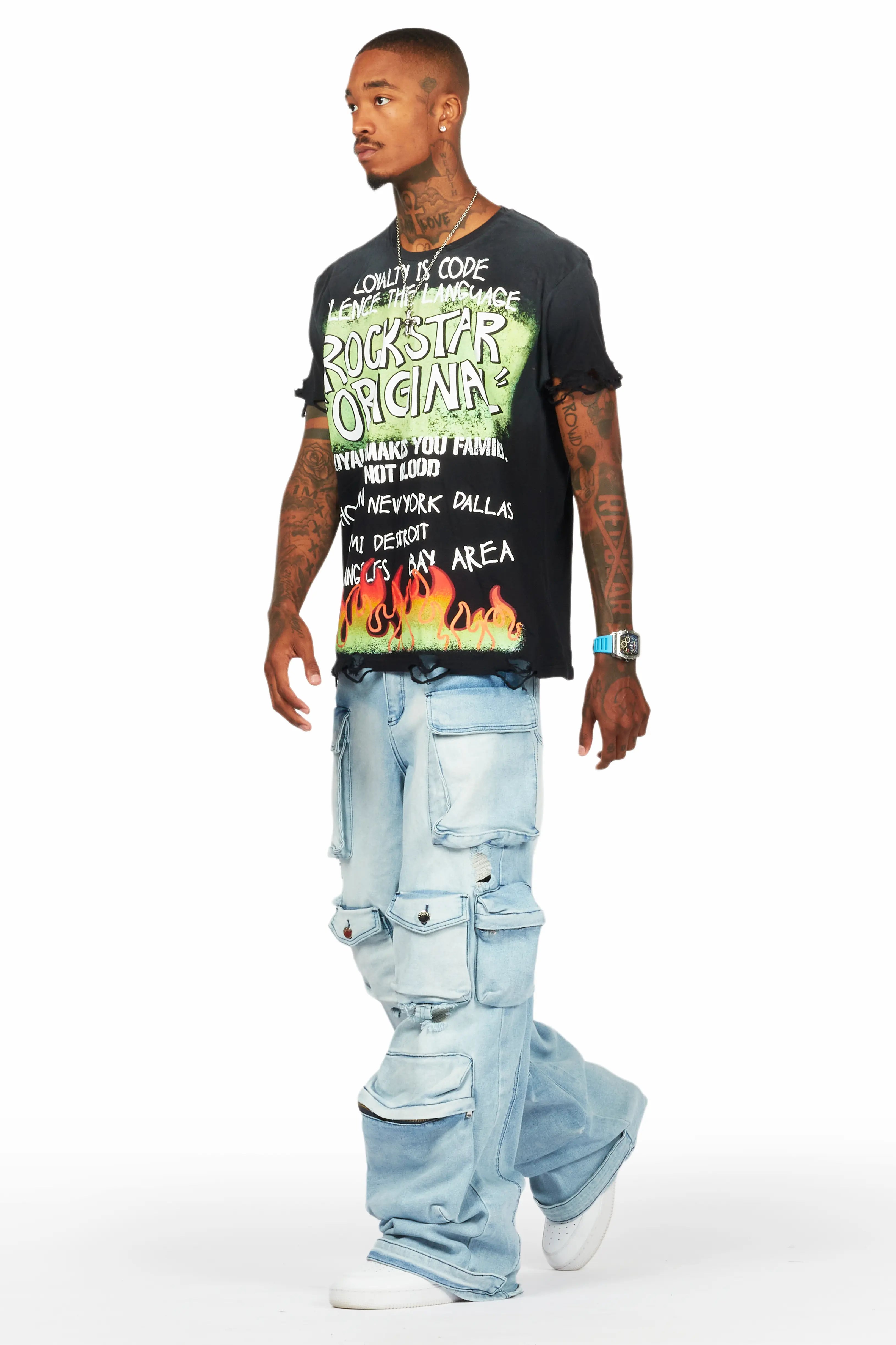 Beno Black Oversized Graphic T-Shirt