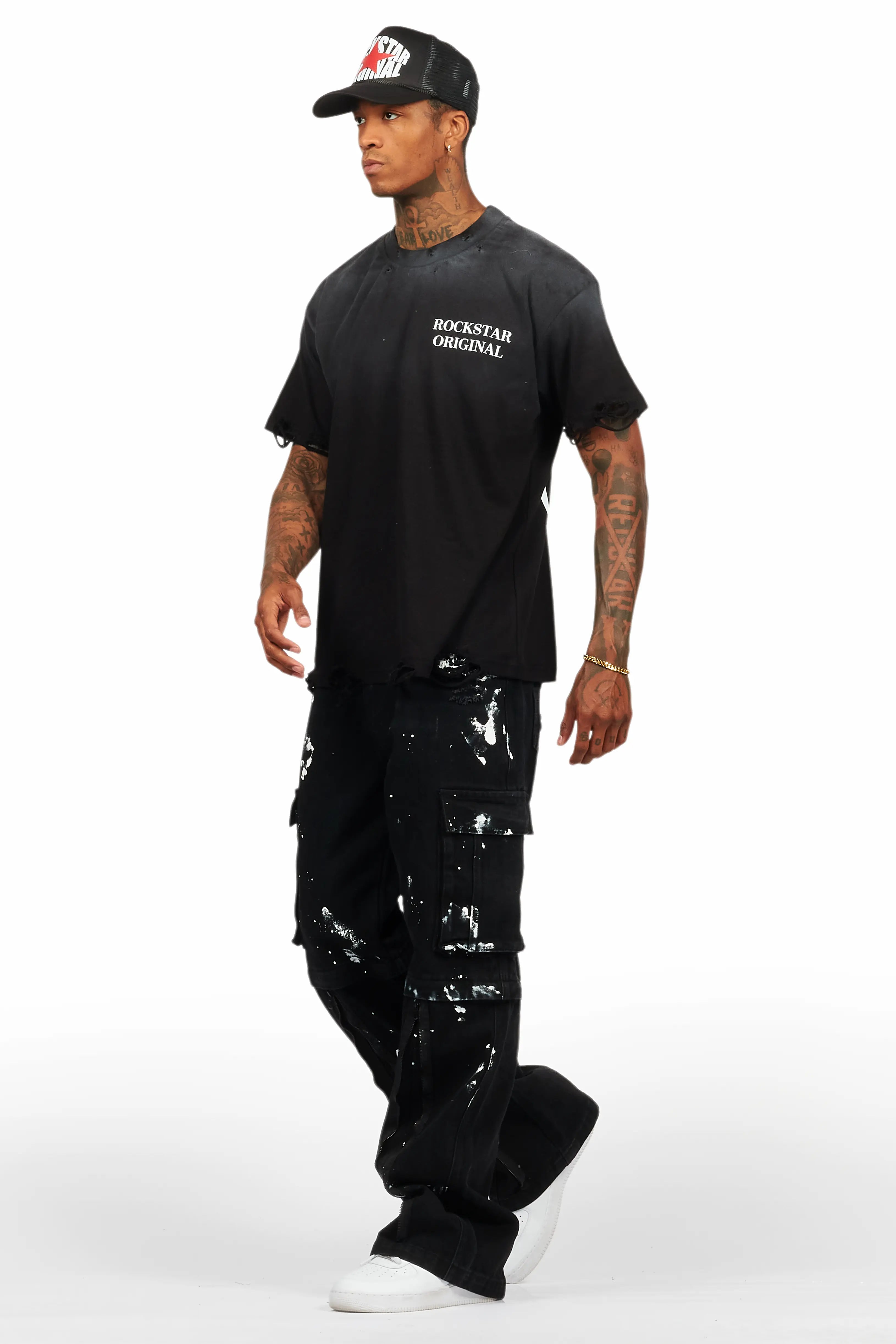 Rudo Black Painter Baggy Cargo Jean