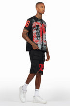 Grill Black/Red Cargo Short Set
