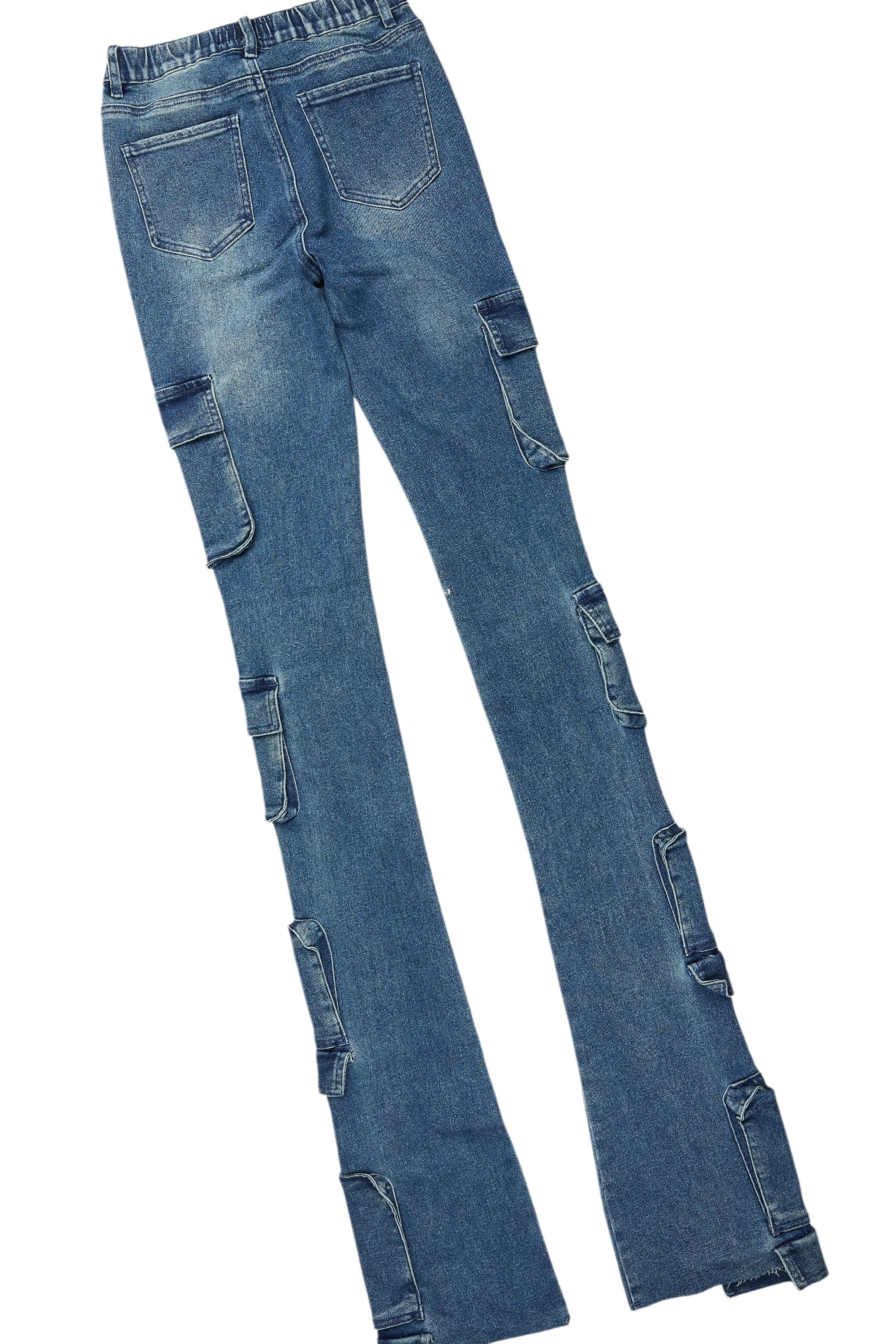 Deandra Blue Hoodie/Super Stacked Jean Set