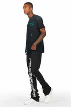 Farrell Black/Mint Graphic Oversized T-Shirt