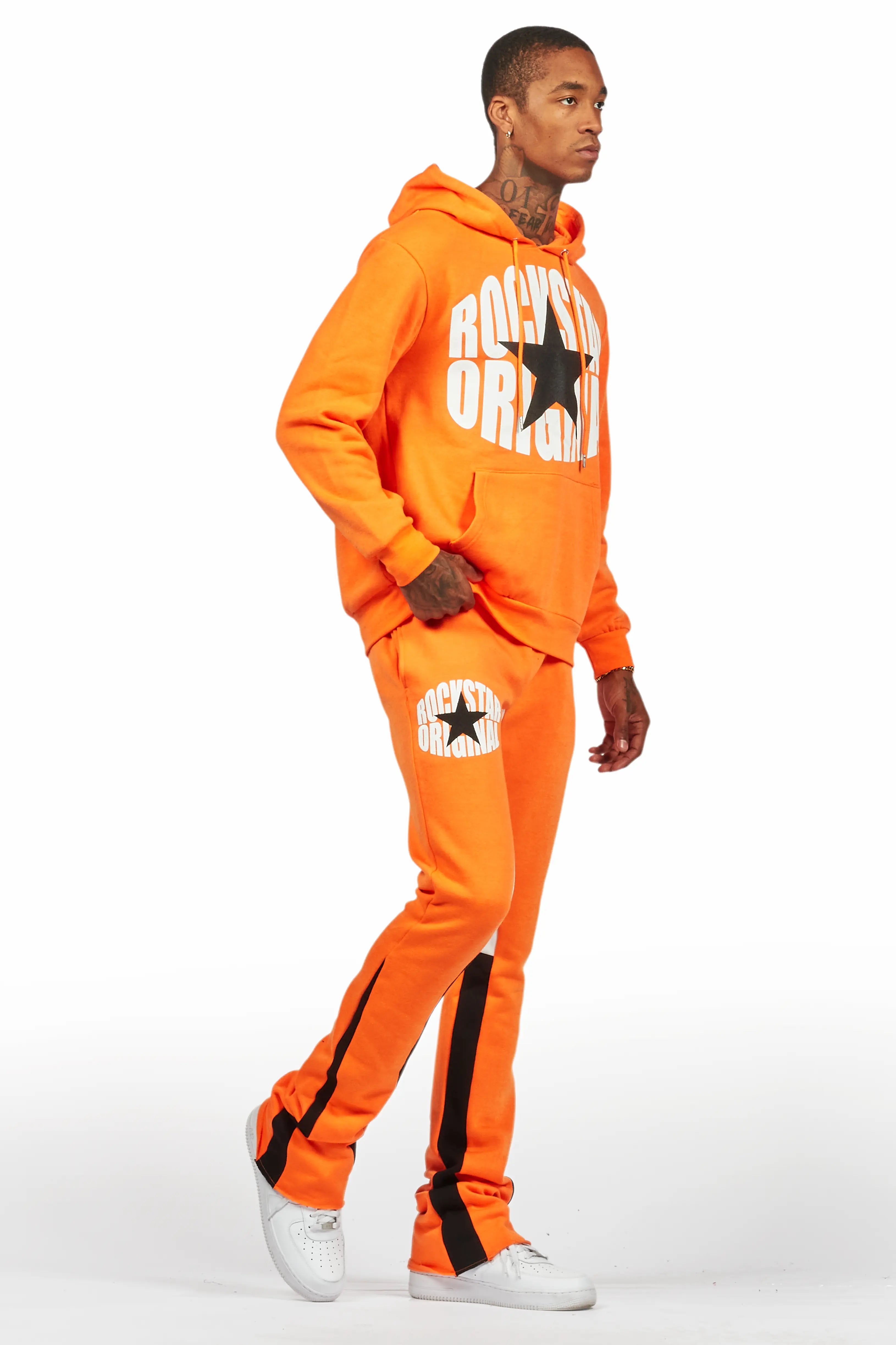 States Orange Hoodie Stacked Flare Track Set