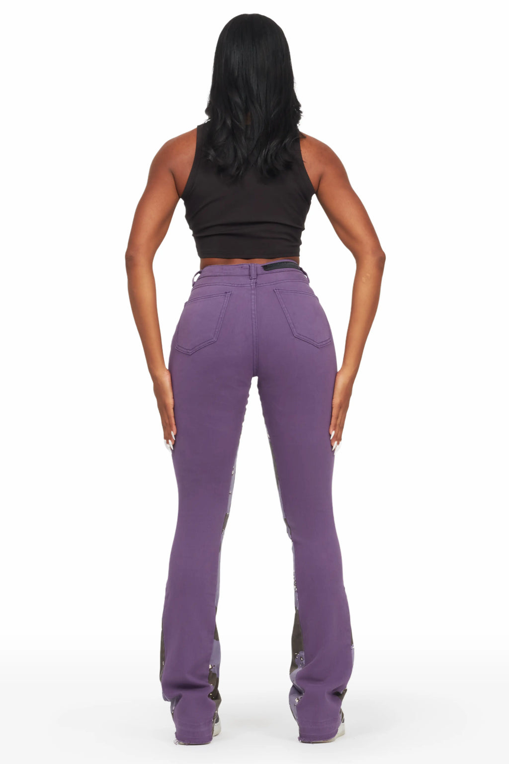 Khaleesy Purple Stacked Flare Jean