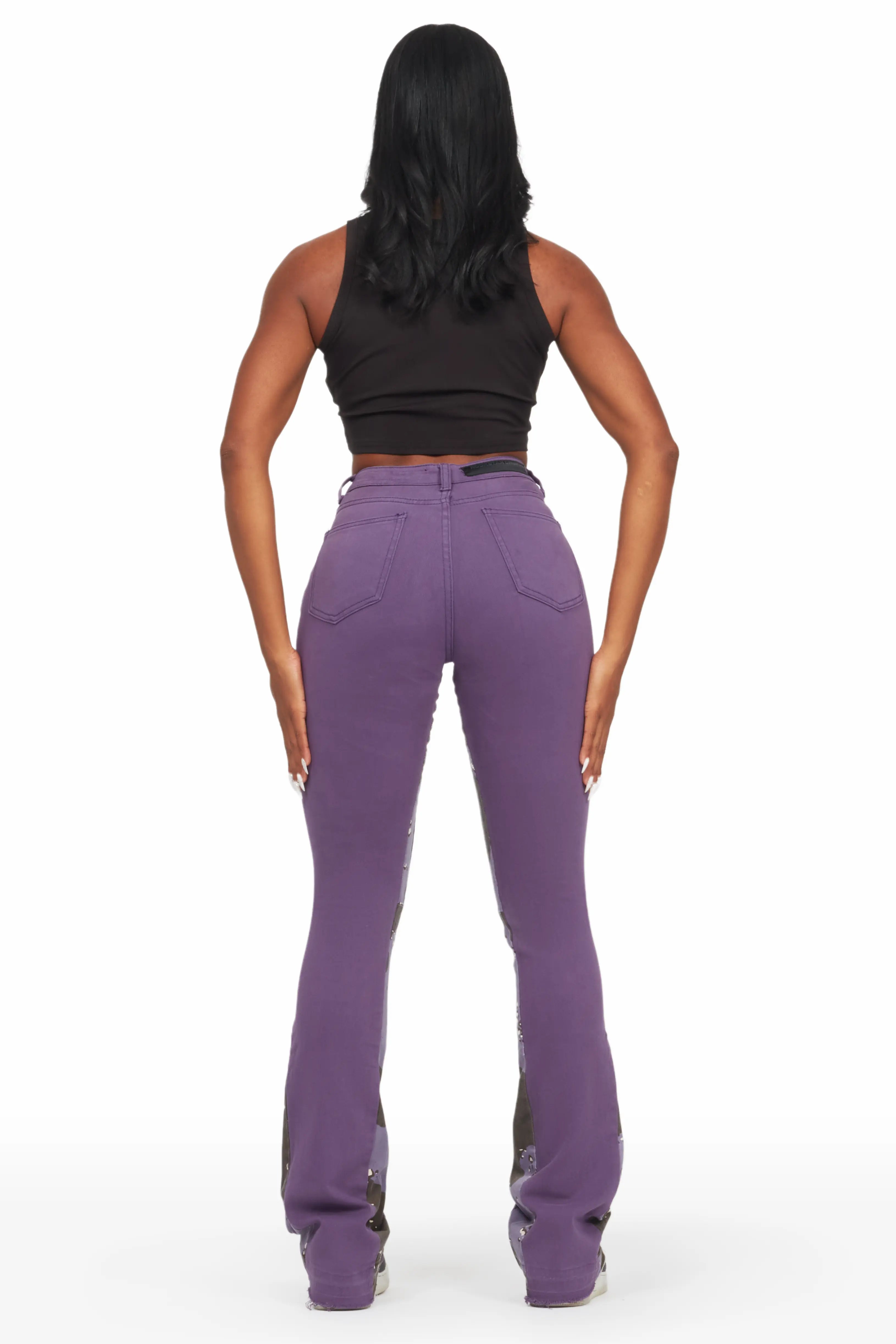 Khaleesy Purple Stacked Flare Jean