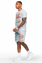 Sky Heather Grey T-Shirt/Short Set