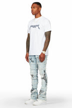 Karl Blue Painter Stacked Flare Jean