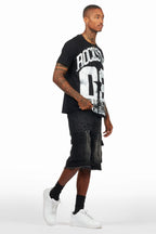 Kalix Black T-Shirt/Denim Short Set