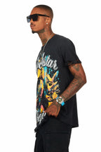 Santorini Black Oversized Graphic T-Shirt