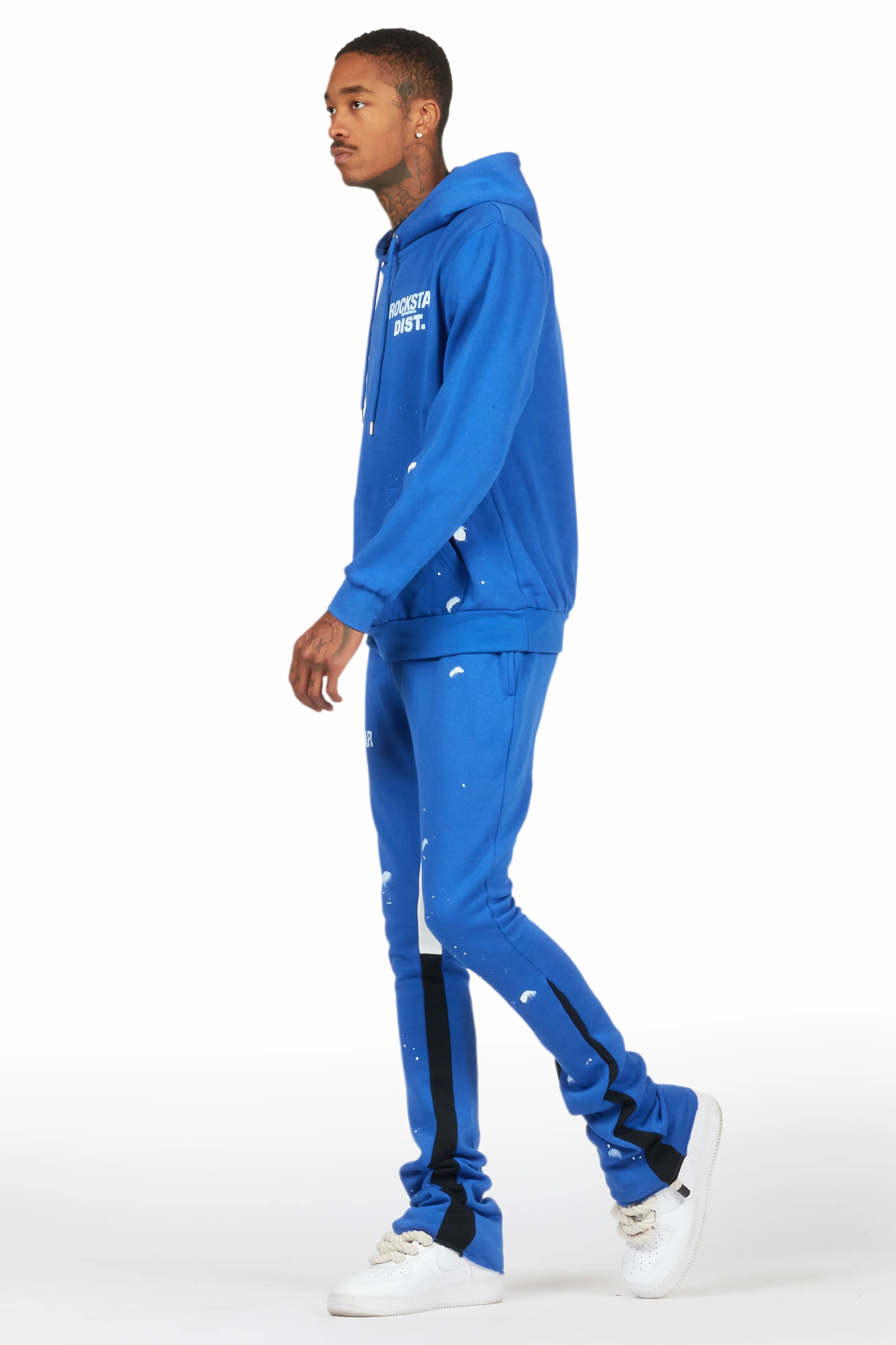 Raffer Royal Blue Hoodie/Stacked Flare Pant Set