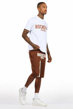 Sana White/Brown T-Shirt Short Set