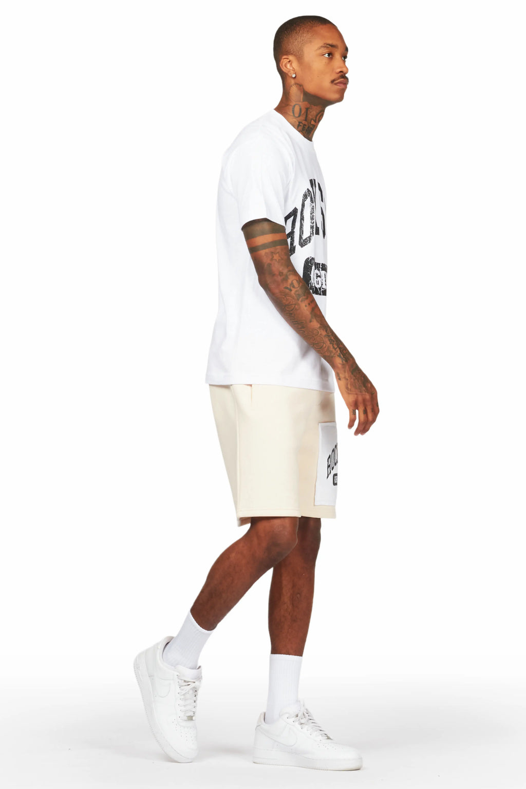 Jain White/Beige T-Shirt/Short Set