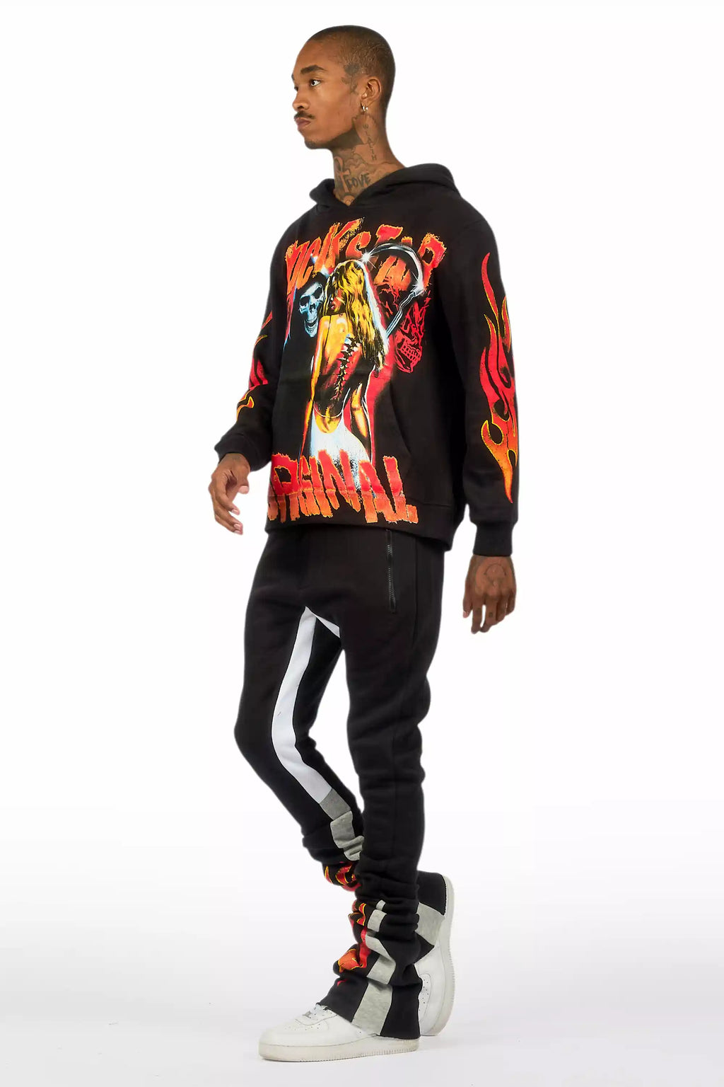 Zo Black/Orange Hoodie/Super Stacked Track Set