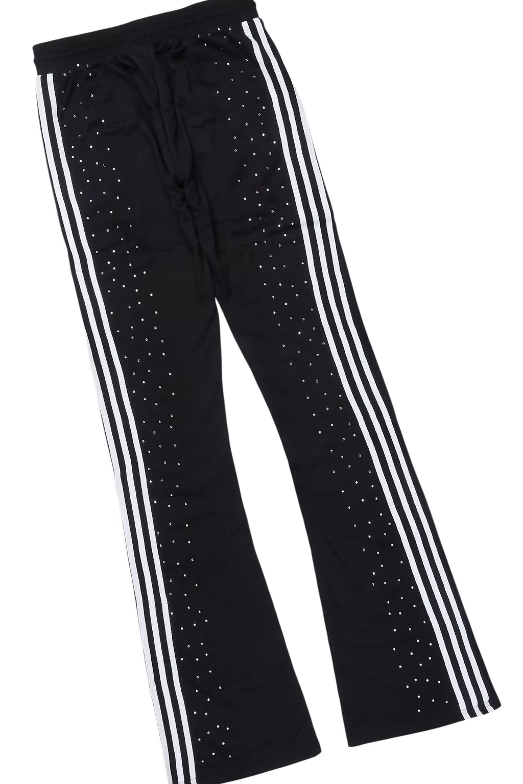 Tylla Black Rhinestone T-Shirt/Baggy Stacked Track Set