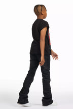 Boys Stellan Black Stacked Flare Jean